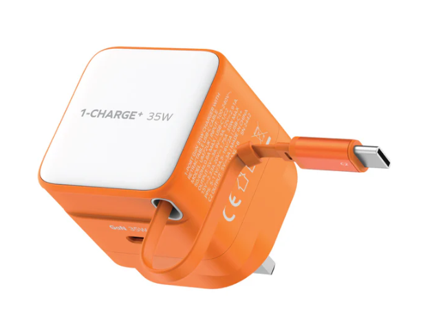MOMAX 1-CHARGE+ 1 連接埠 GaN 35W 充電器，附可伸縮 USB-C線 UM72