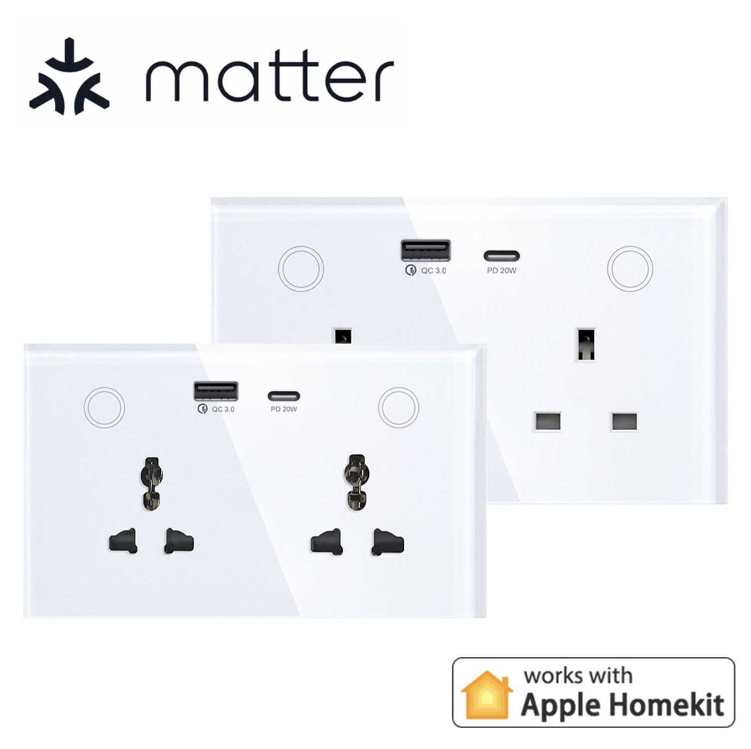 Matter Homekit USB快充 智能雙插座