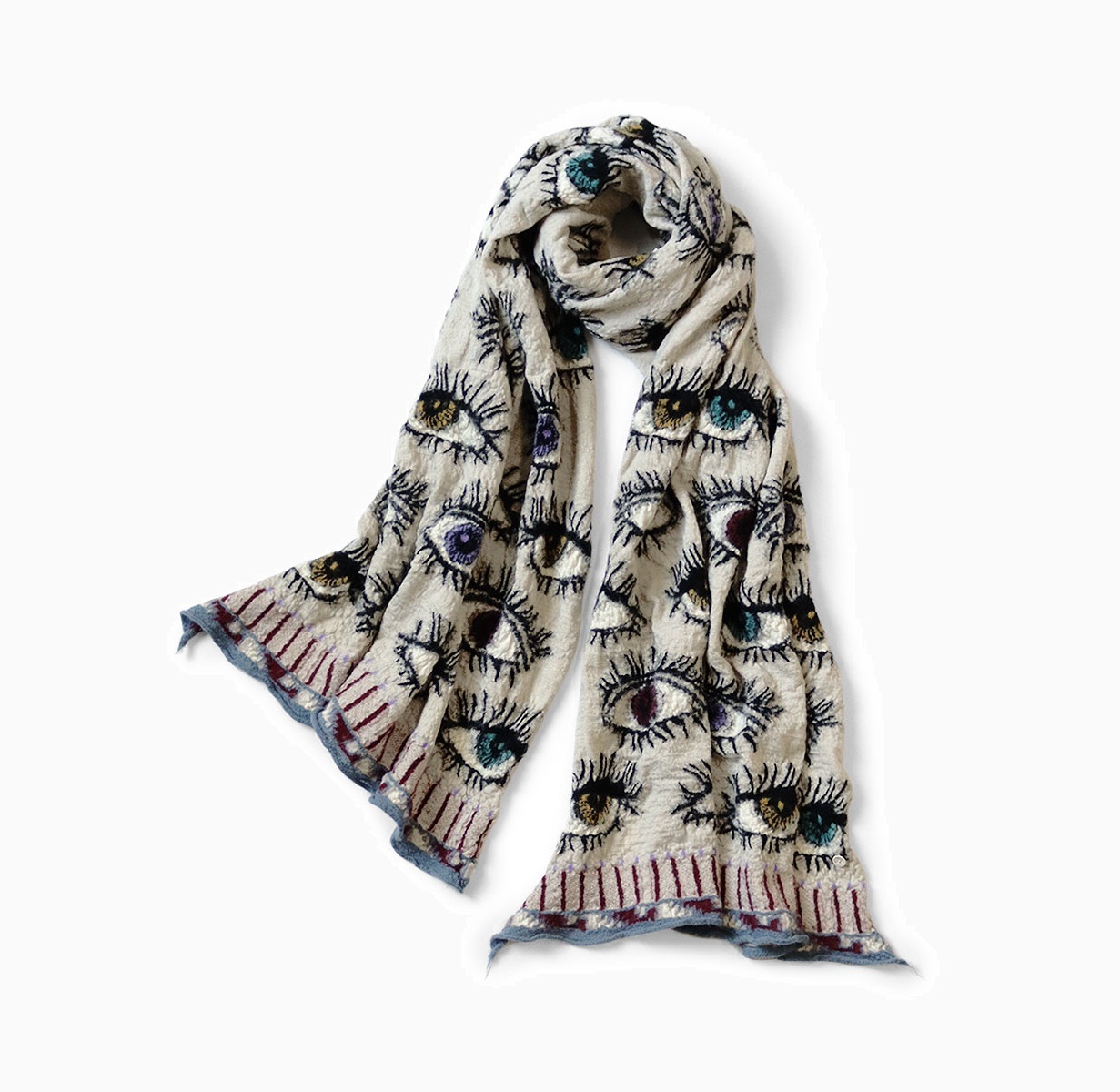 KAPITAL 2024 A/W FELTED WOOL SPEAKEASY SCARF - IVORY PRE ORDER ITEM (預訂中)