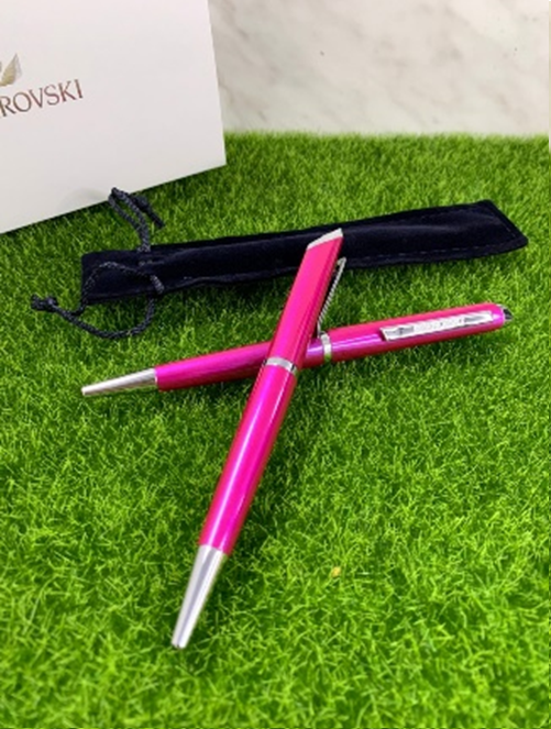 【Swarovski 施華洛世奇】水晶鋼筆附筆袋｜兩隻入 顏色各一｜限時優惠$999