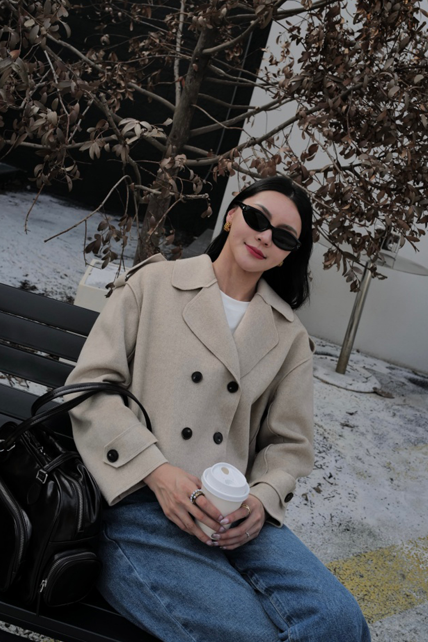 雙面毛呢短版風衣外套*2色