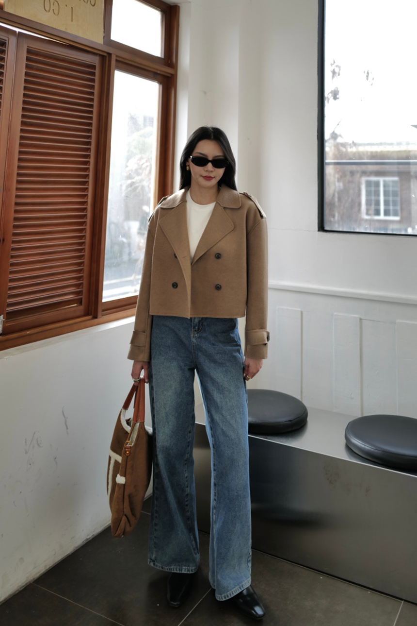 雙面毛呢短版風衣外套*2色