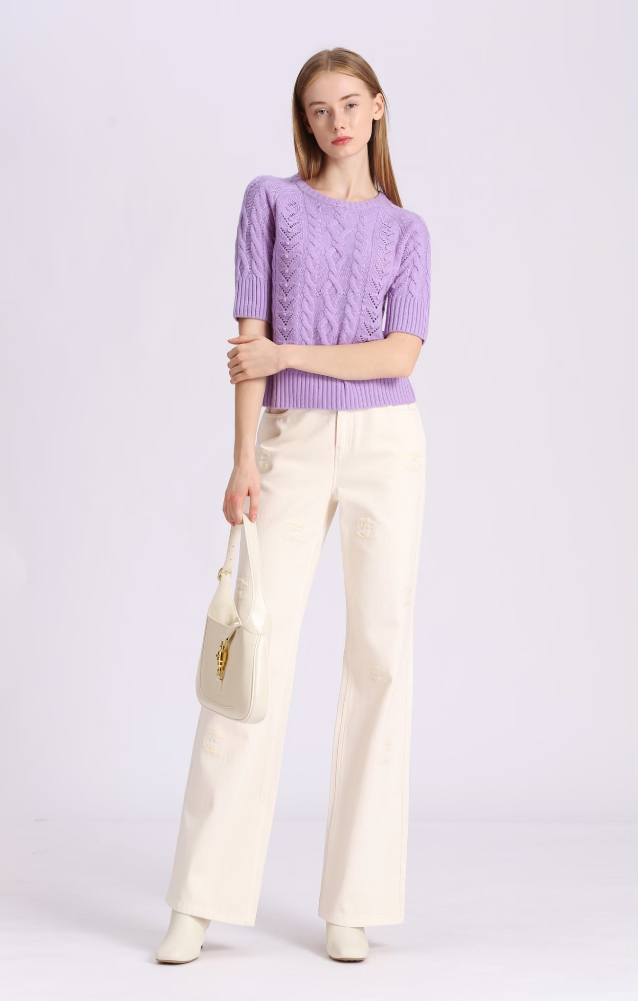 BD15331A1 麻花面短袖針織上衣 (2色)