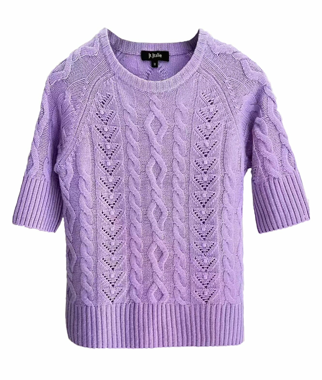 BD15331A1 麻花面短袖針織上衣 (2色)