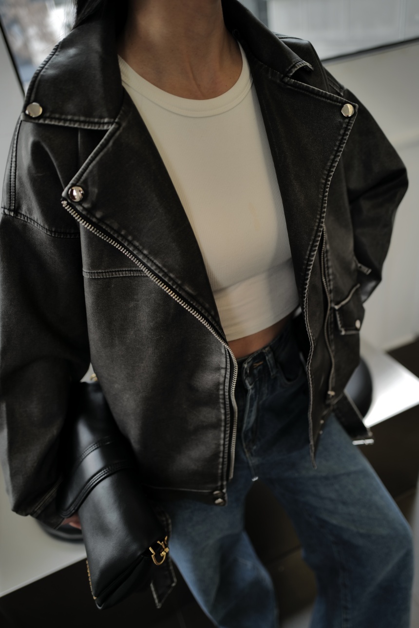 男友水洗騎士皮革外套*3色