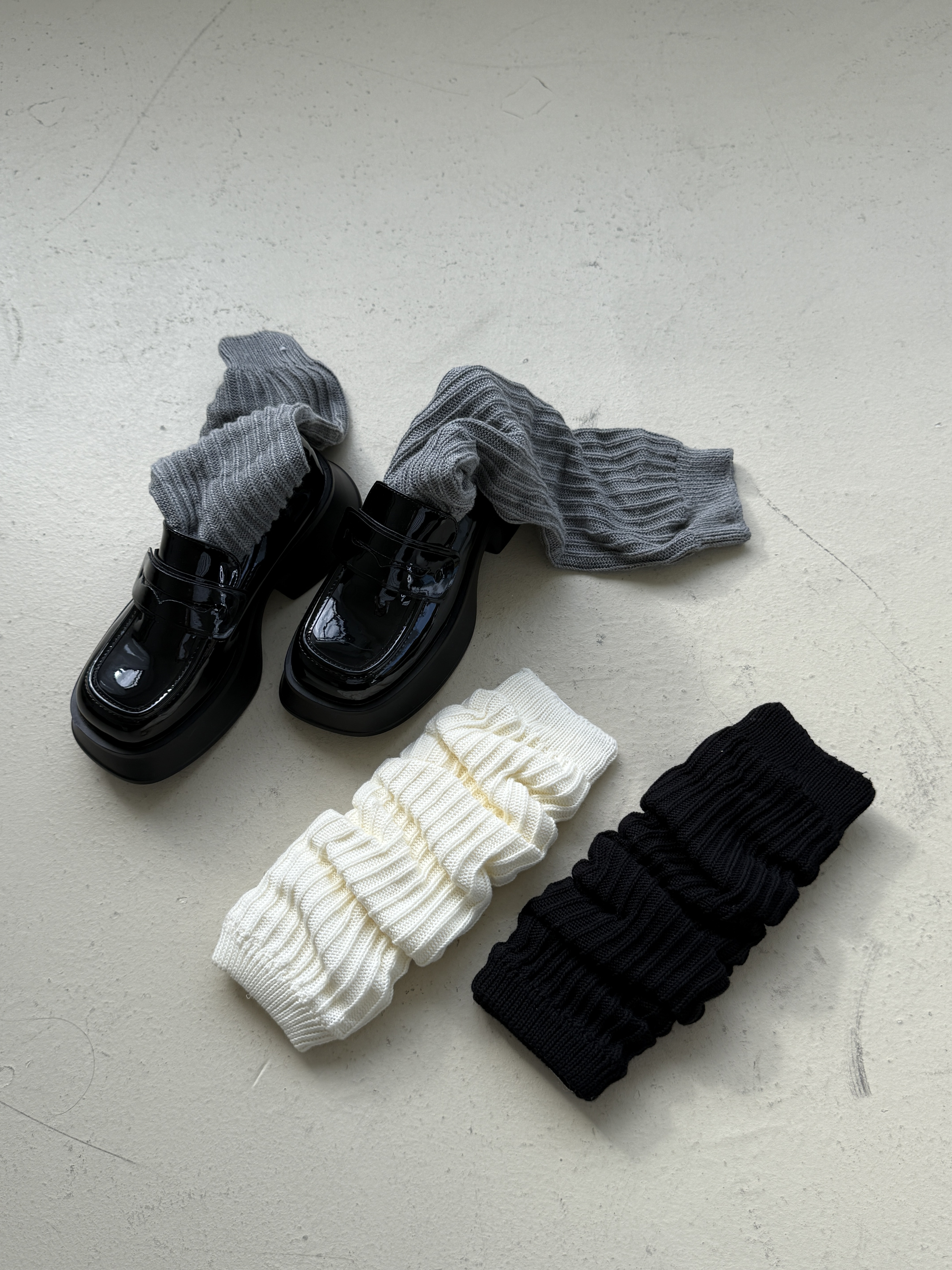 高筒針織泡泡襪