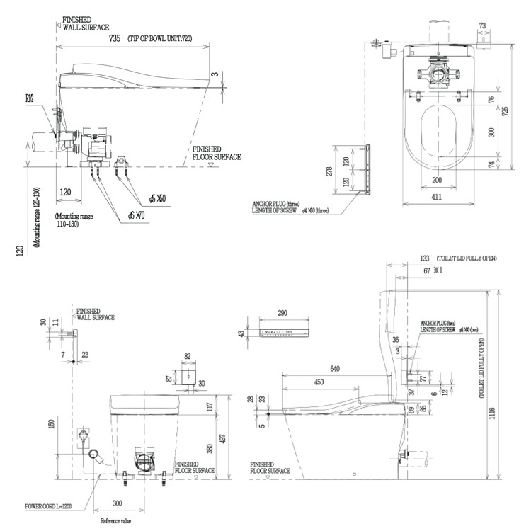 Toto CS911PVT#NW1 + TCF87220GHK#NW1 Neorest LS P Trap 120-130mm Multi-function 3/4.5L Tornado flushing toilet with wireless remote