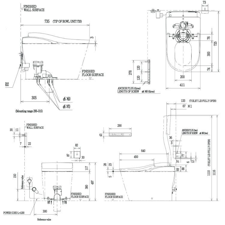 Toto CS911VT#NW1 + TCF87320GHK#NW1 + T53WR100 Neorest LS S Trap 305mm Multi-function 3/3.8L Tornado flushing toilet with wireless remote