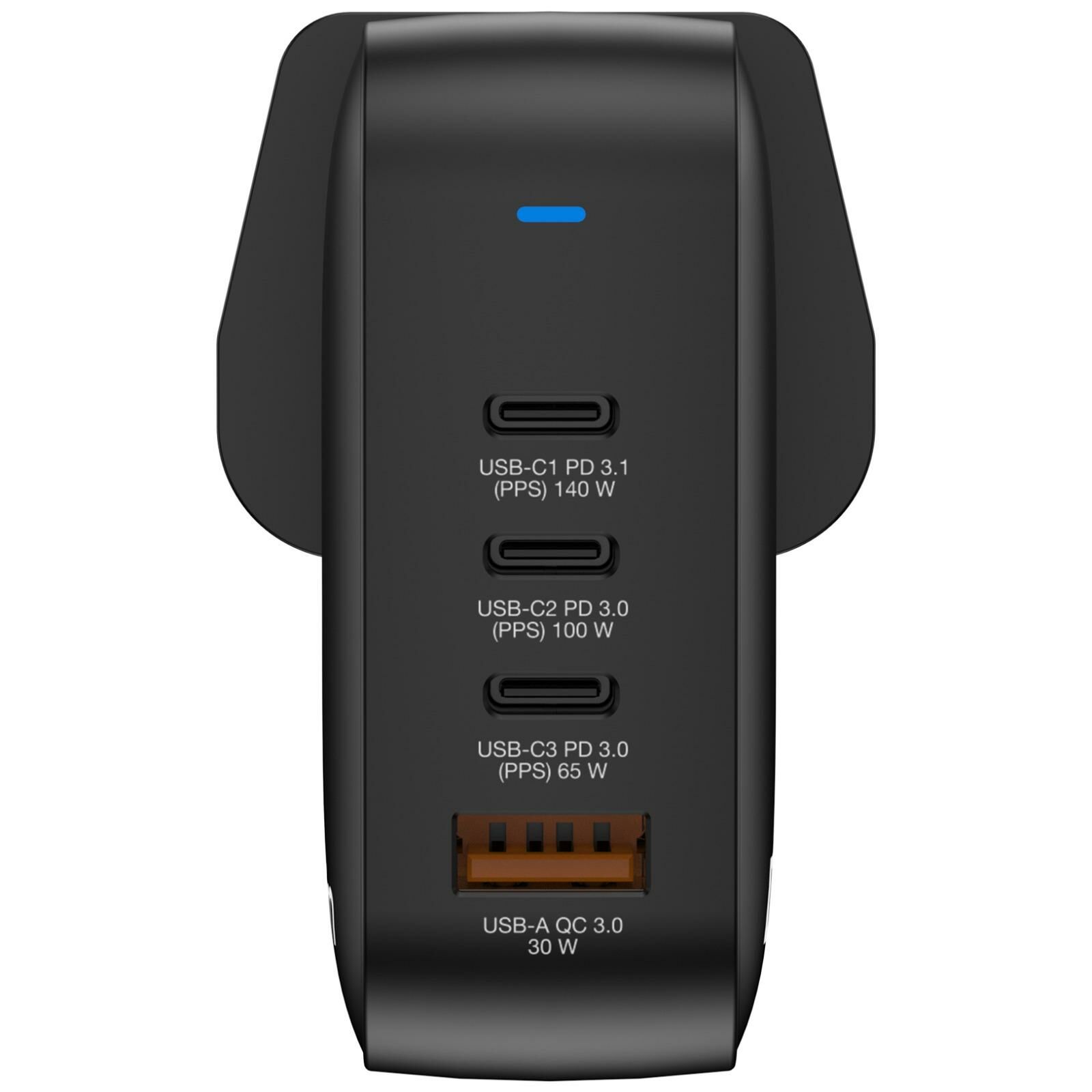 Verbatim Mini GaN Charger 165W 4 Port Fixed  UK Plug - 32057