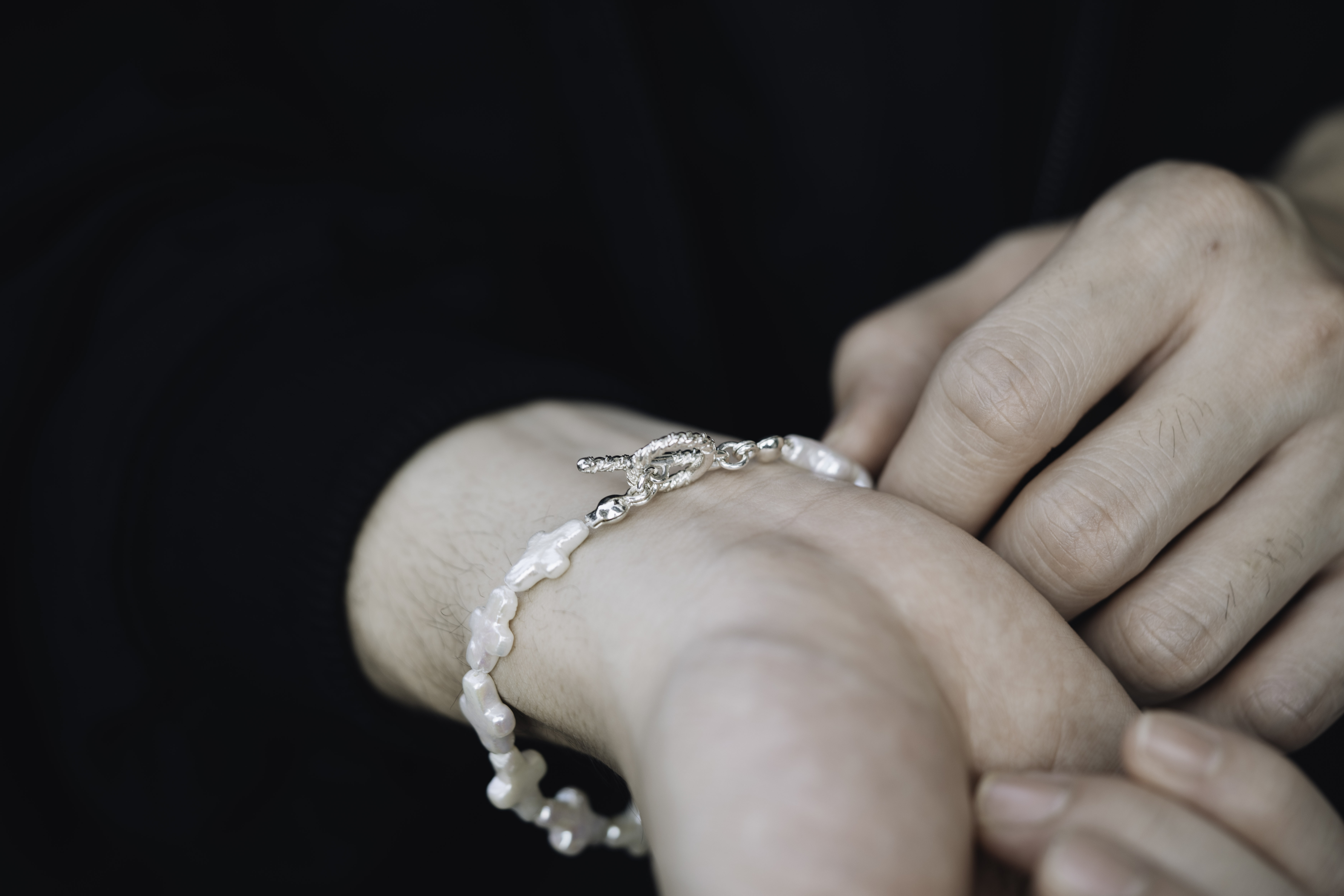 COOTIE PRODUCTIONS - Distortion Cross Pearl Bracelet /