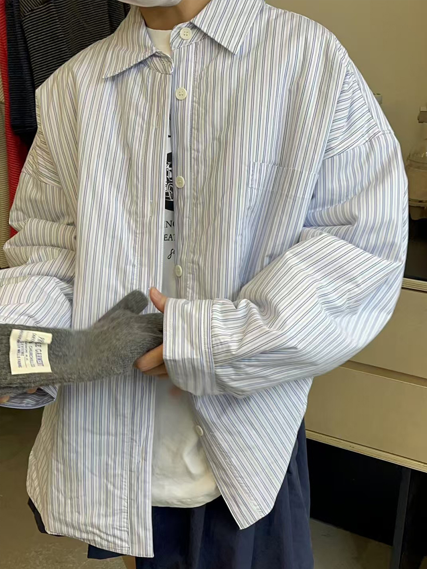 藍白條紋棉襖