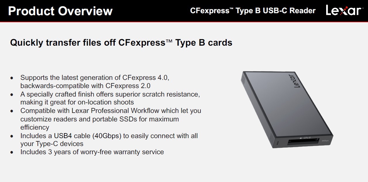 Lexar Professional Workflow CFexpress 4.0 Type B Card Reader WF740