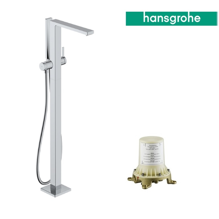 hansgrohe Tecturis E 73445, -000 + 10452, -180 Single lever bath mixer floor-standing, with WaterfallStream flow - With GA Approval