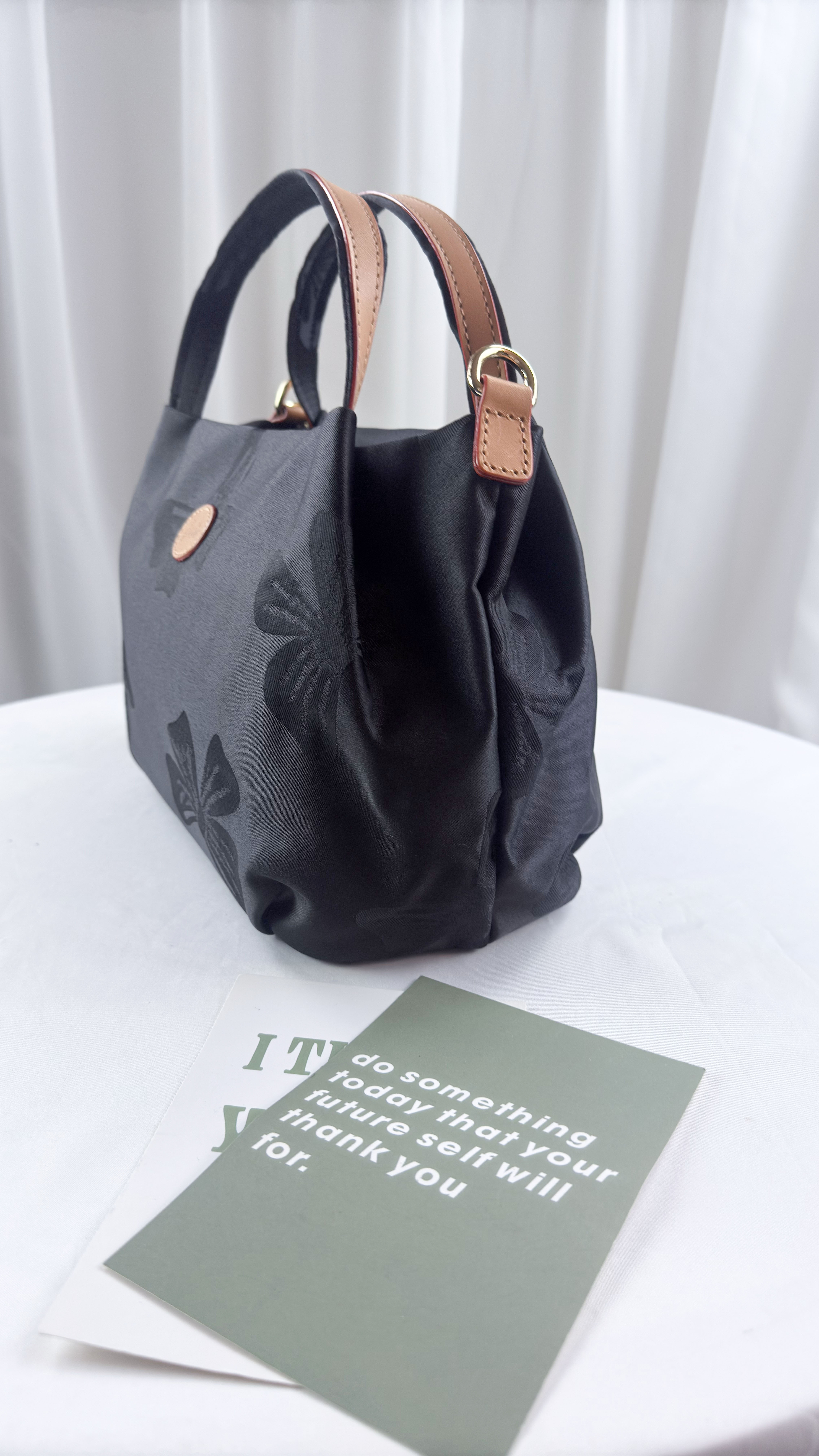 GOODS 蝴蝶拼接黑防潑水手提包 / 側背包 附零錢包 #2808