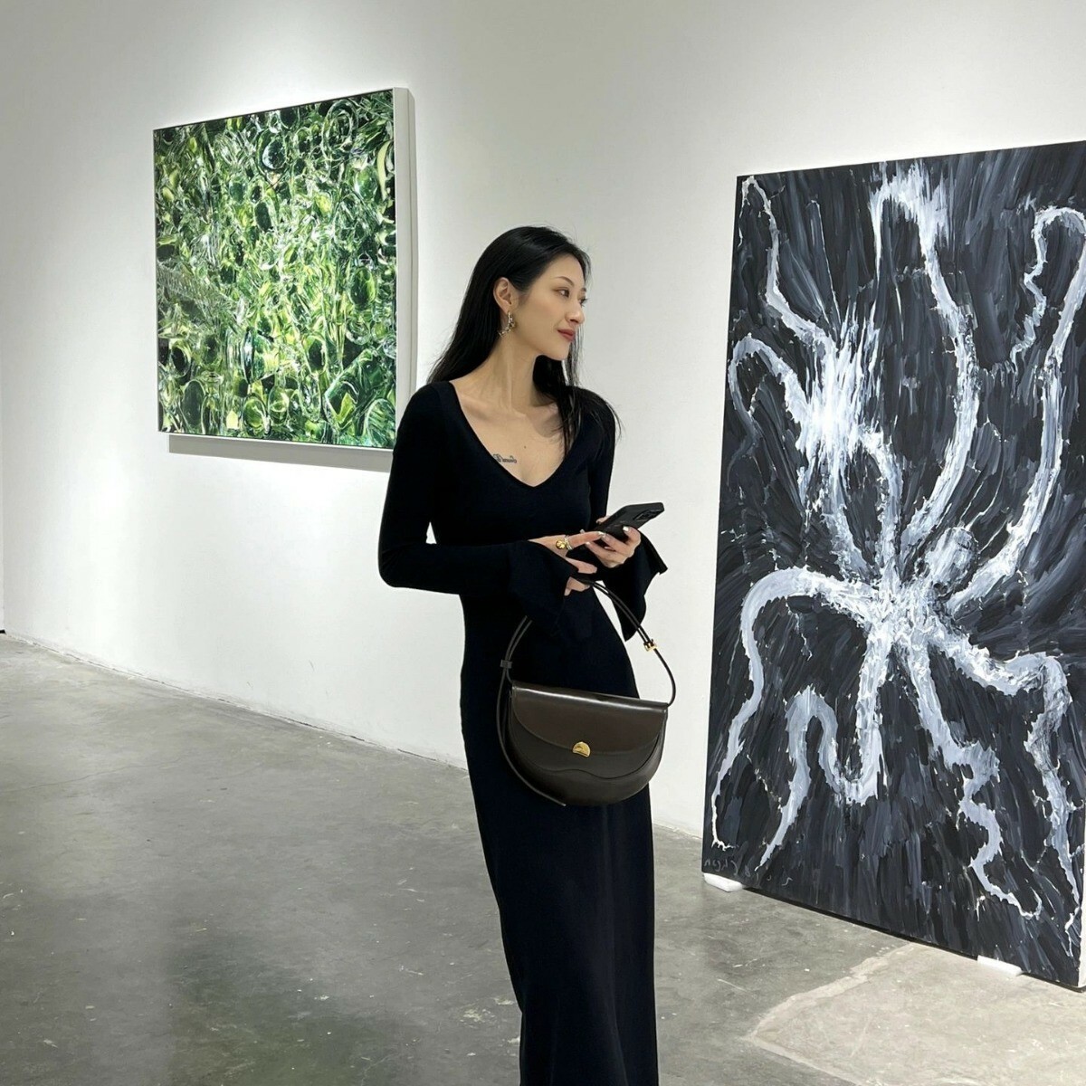 V領針織 休閒長洋裝