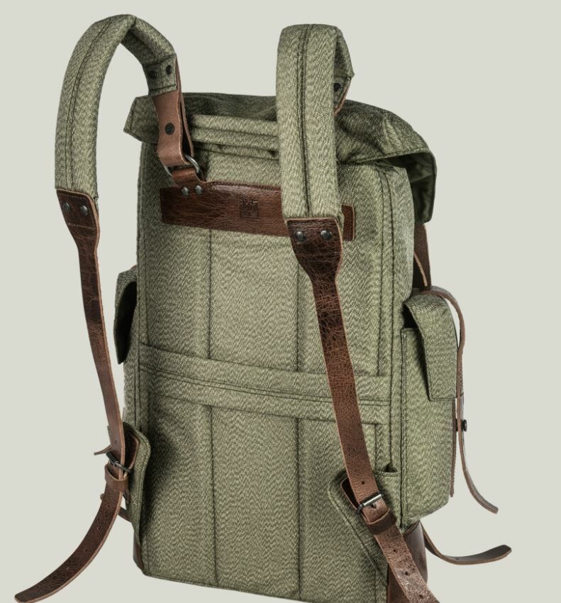 【沃坦】復刻胡椒鹽帆布後背包 15L (有行李插桿套 可掛行李箱)