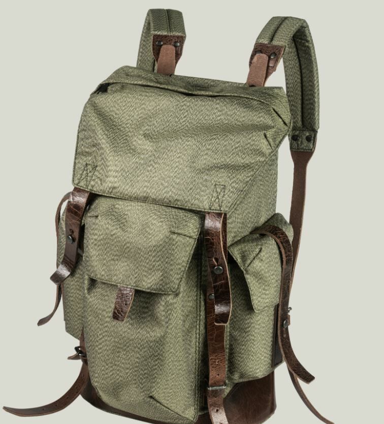 【沃坦】復刻胡椒鹽帆布後背包 15L (有行李插桿套 可掛行李箱)