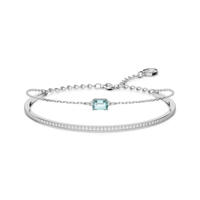 SWAROVSKI Bangle Bracelet Octagonal Cut Blue Rhodium Plated