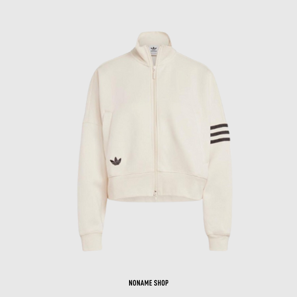 ADIDAS Originals AD 三葉草 立領 拉鍊 休閒 外套 米白 (女款)