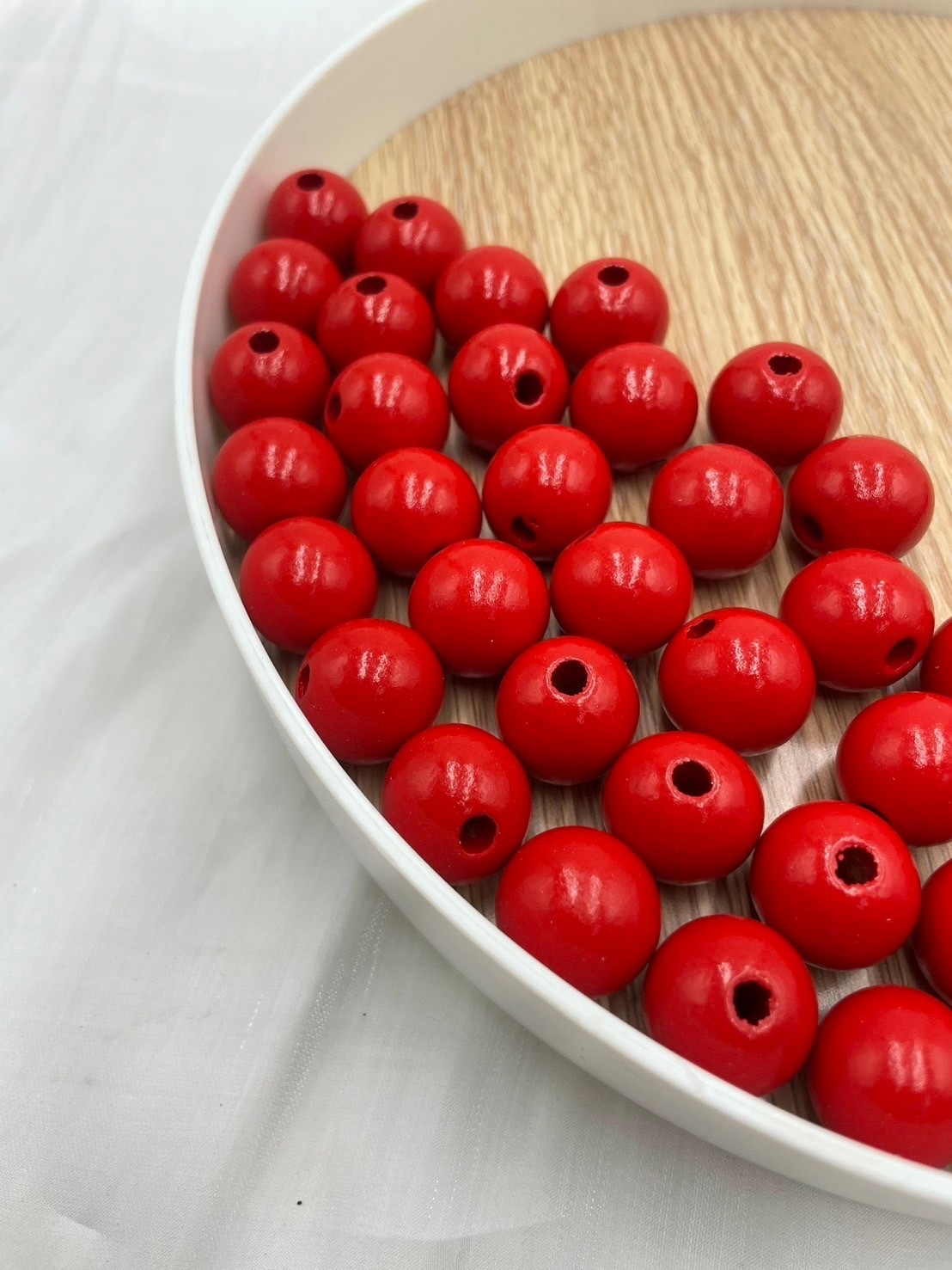 N大-紅色木珠100顆18mm