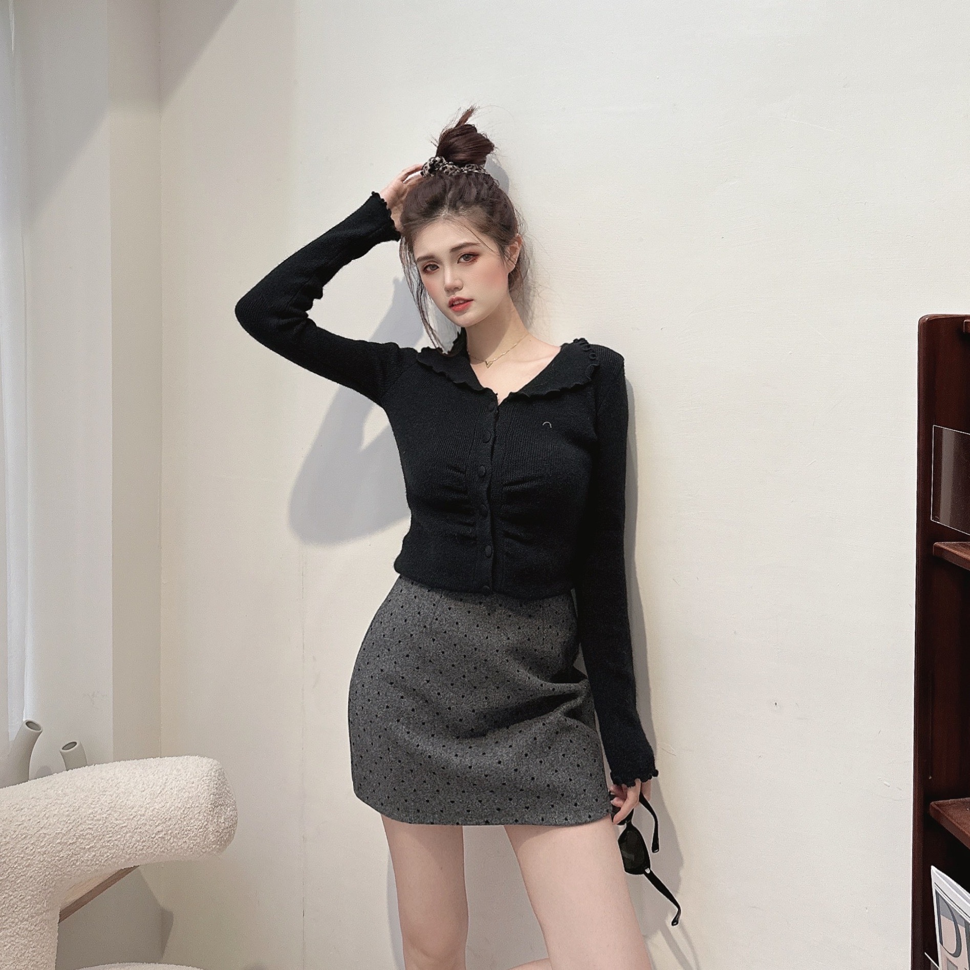 愛心點點毛呢短裙/二色