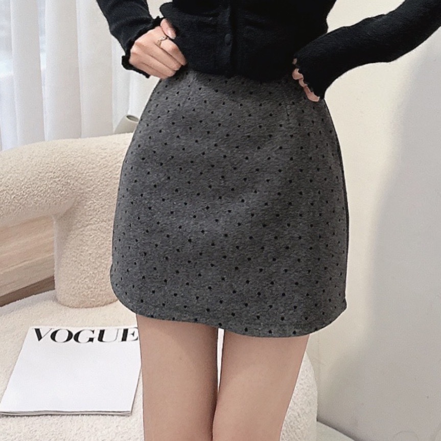 愛心點點毛呢短裙/二色