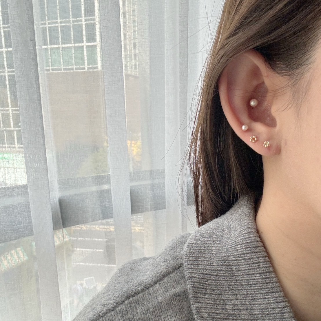 14K奶油曲奇轉珠耳環