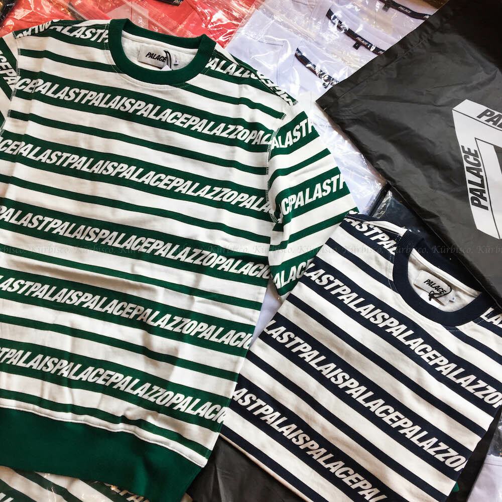 【K】PALACE MULTI LINGUAL CREW 滿版條紋 大學tee