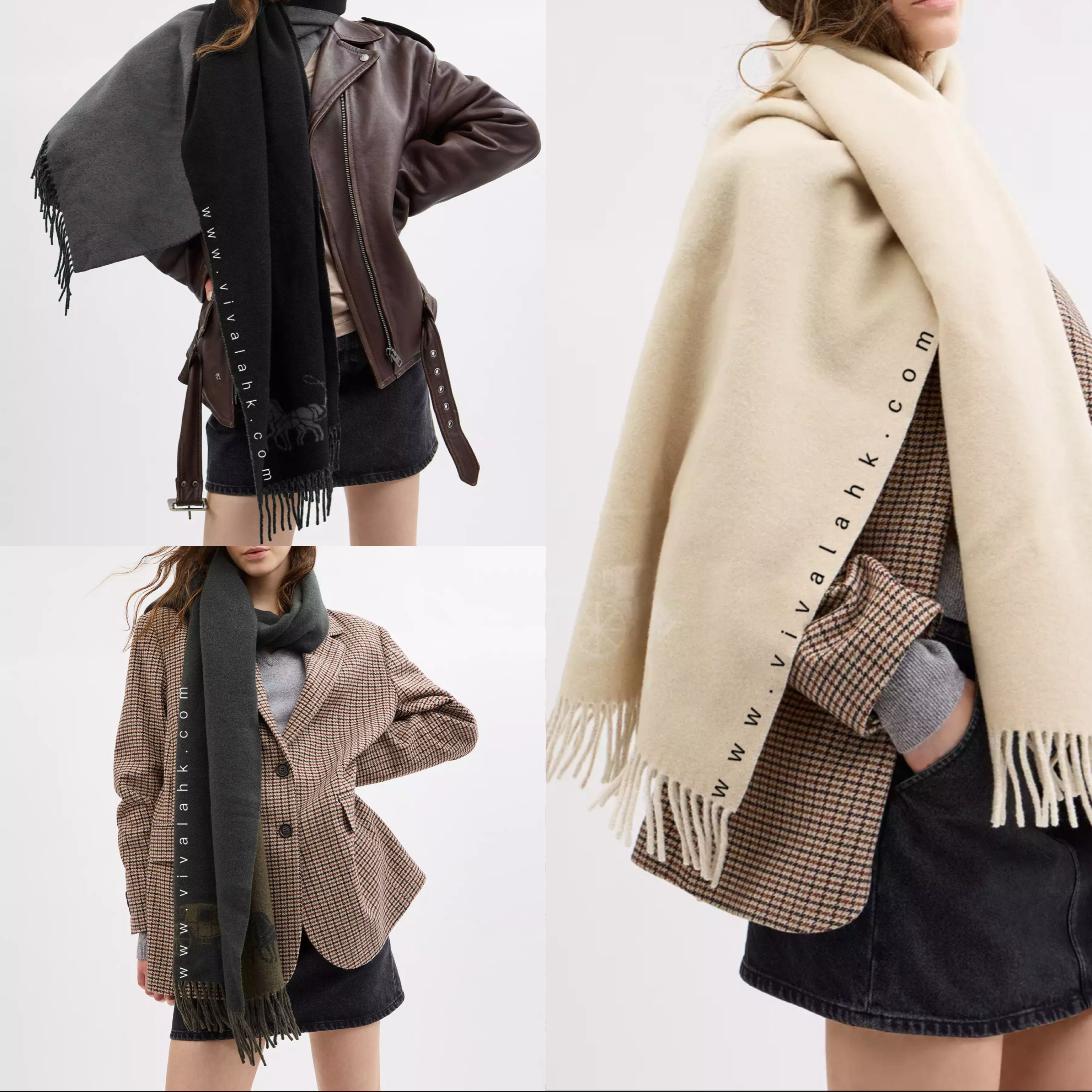 Coach - 馬車印花特大雙面圍巾 (羊毛) (4622)