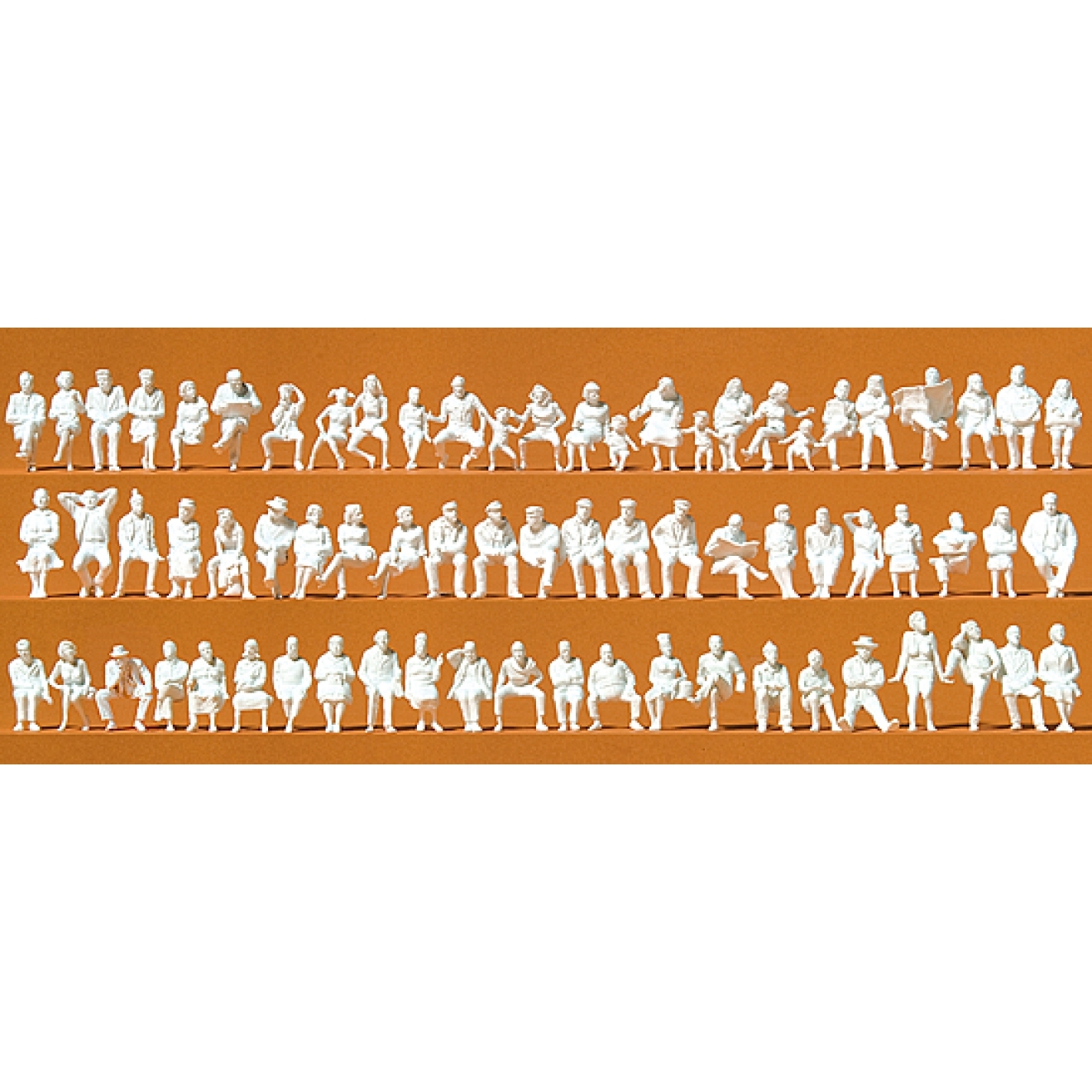 Preiser 16358 HO規 坐著的人.未上色.72人