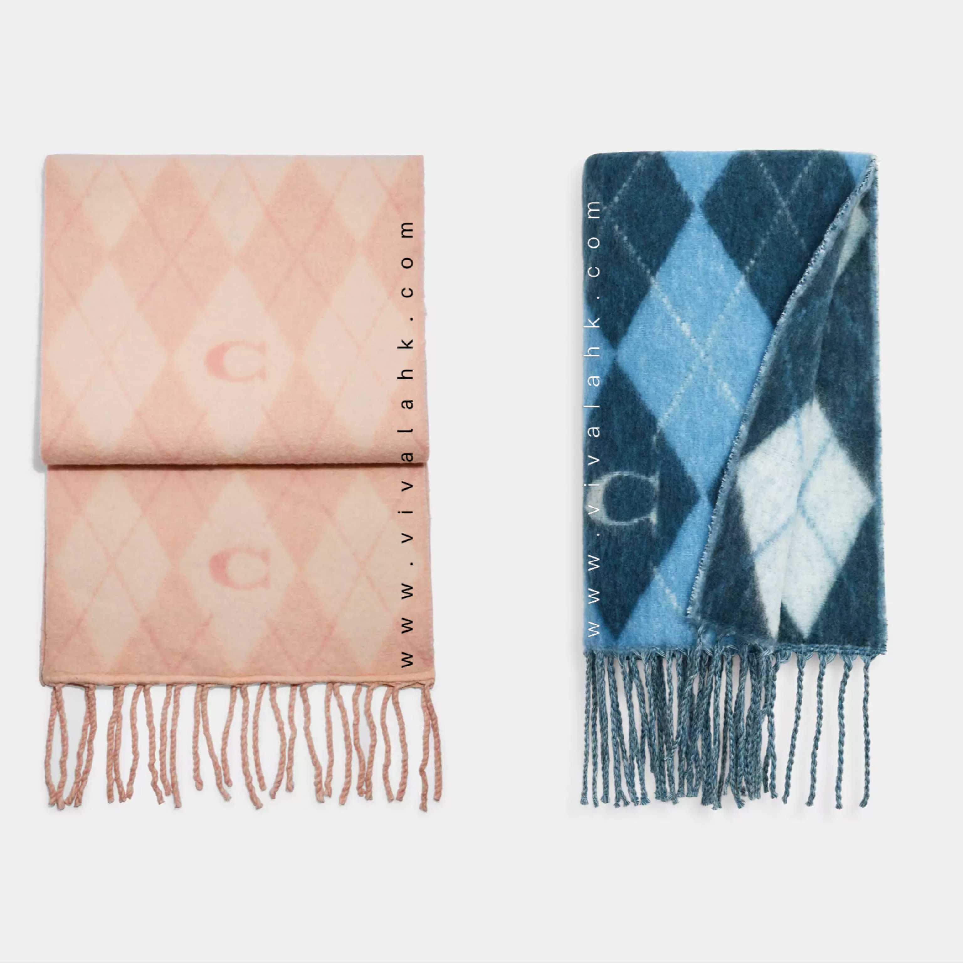 Coach - 菱格印花大圍巾 (混羊毛) (CE486)