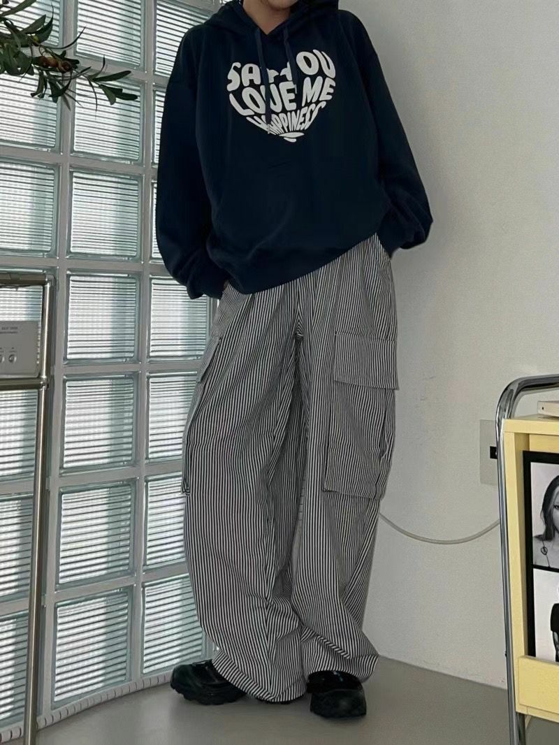 直間工裝鬆身褲 P3013