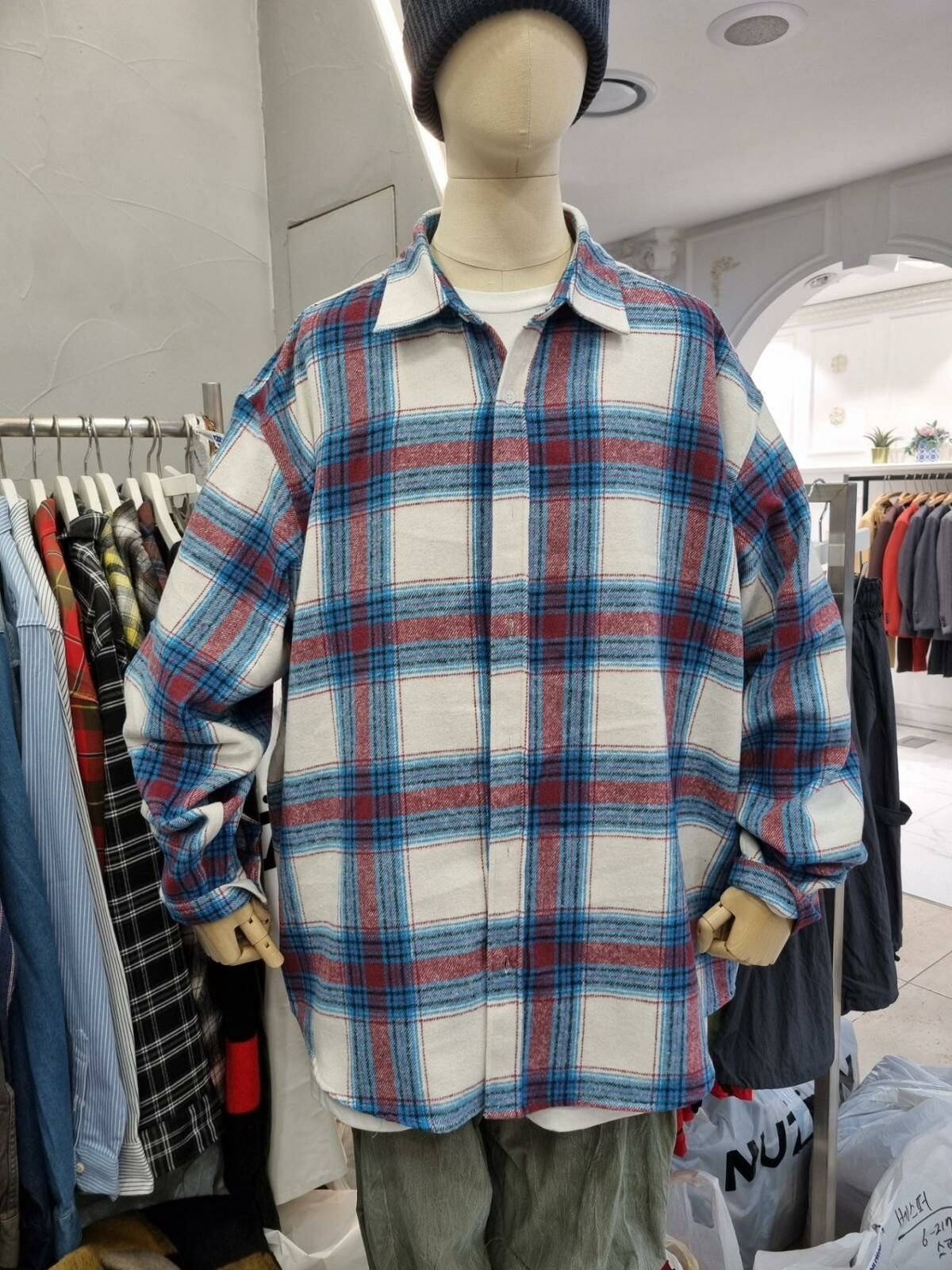 OverSize格仔長袖恤衫 S2295