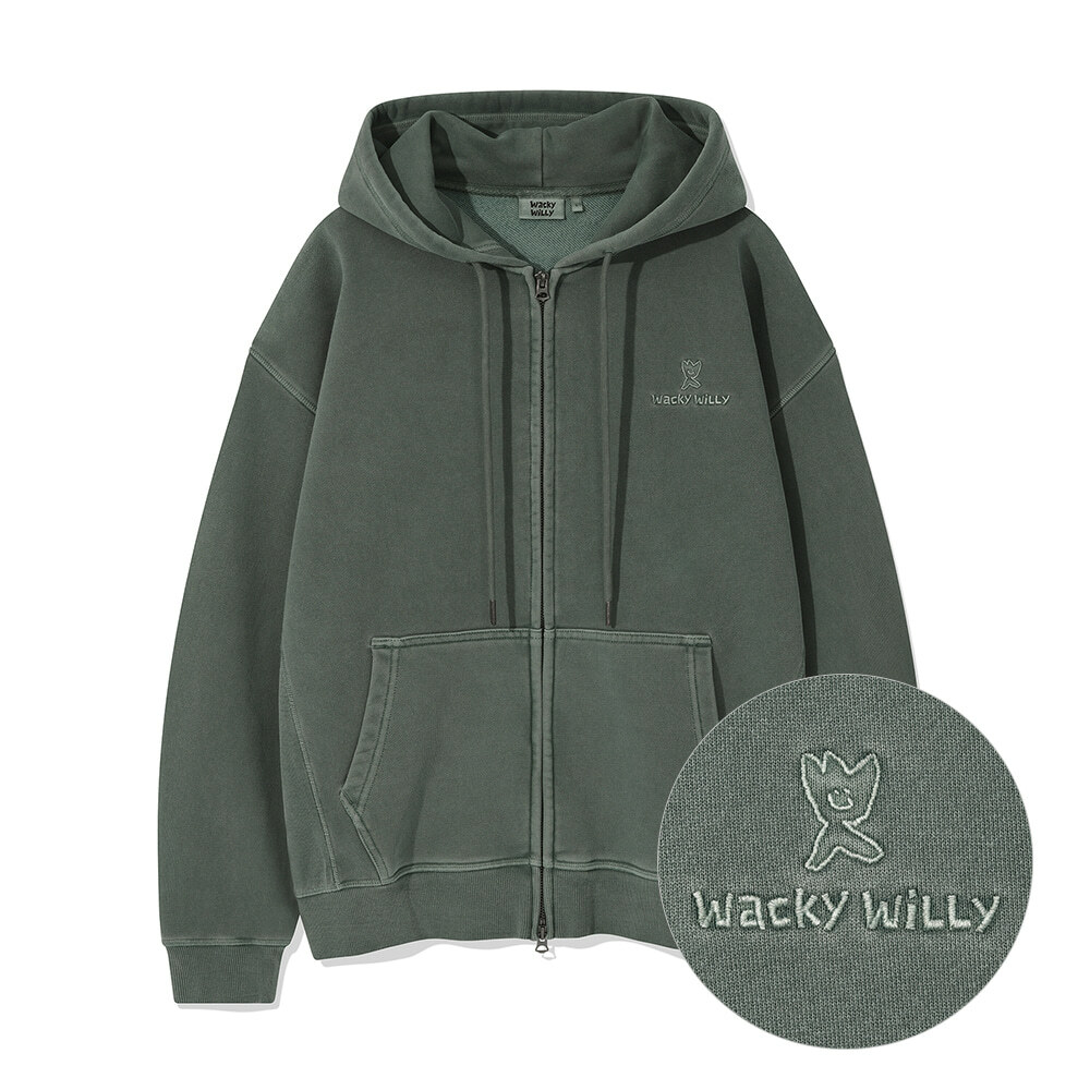 WACKY WILLY PIGMENT ZIP-UP HOODIE