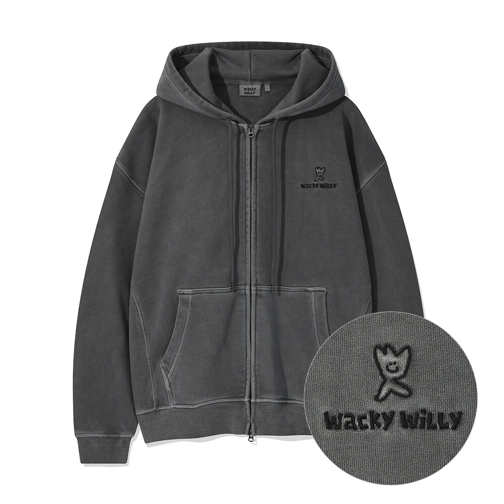 WACKY WILLY PIGMENT ZIP-UP HOODIE