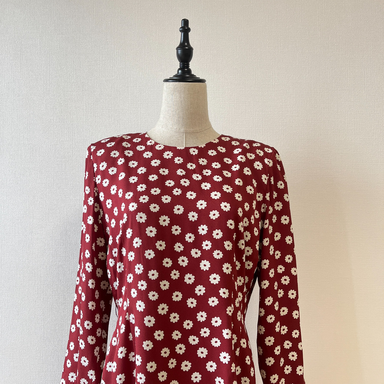 紅色手繪可愛小花花古着連身裙