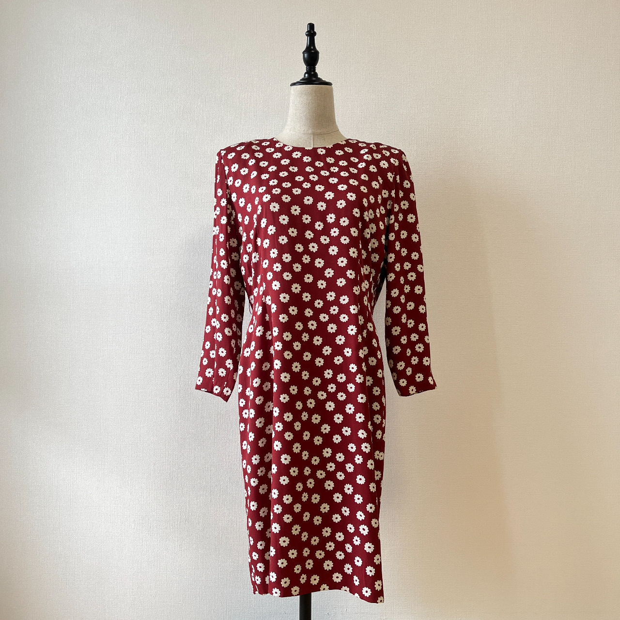 紅色手繪可愛小花花古着連身裙