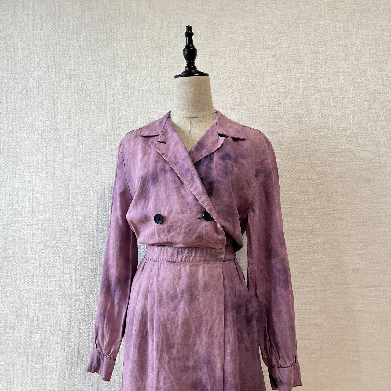 Brooks Brother 紫色扎染風麻質古着連身裙