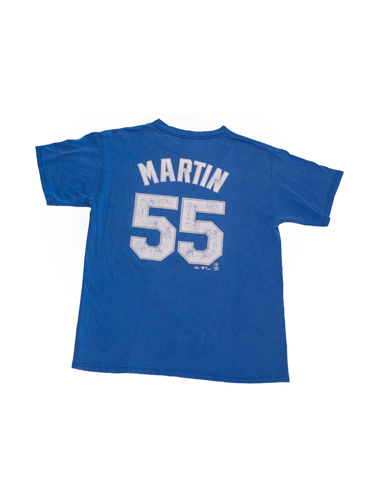 T-shirt w/ large belly heart cut out/DODGERS