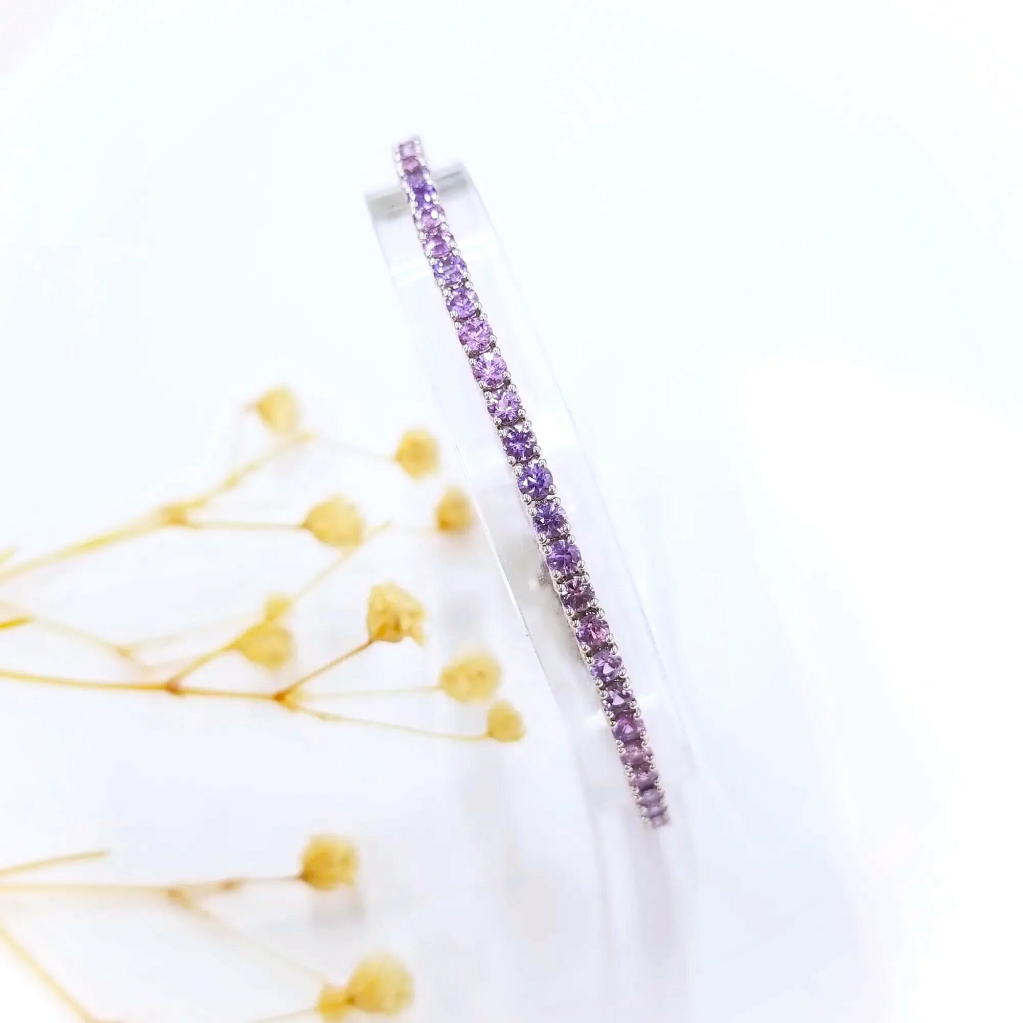 18K White Gold 4.88ct Purple Sapphire Bracelet