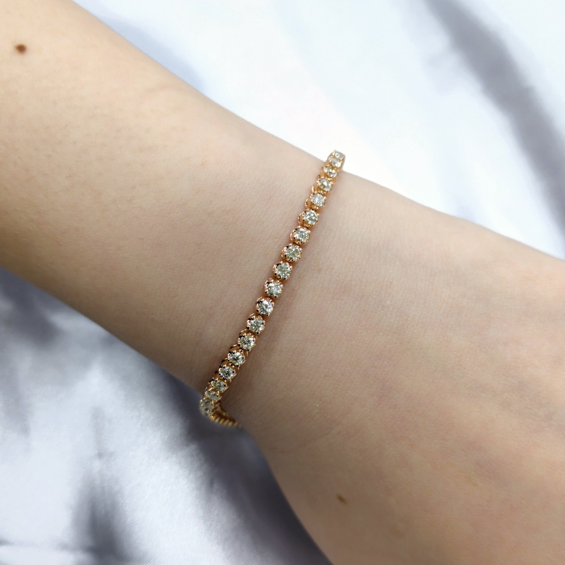 全新18K玫瑰金2卡41份鑽石手鍊