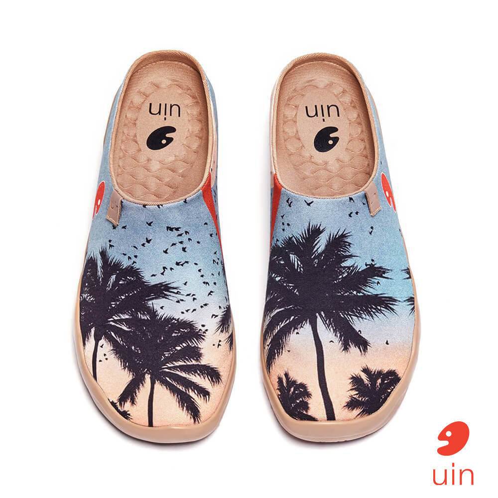 【 Uin 】西班牙原創設計 | 椰林春晚 馬拉加 半拖 男鞋 彩繪鞋 休閒鞋 懶人鞋