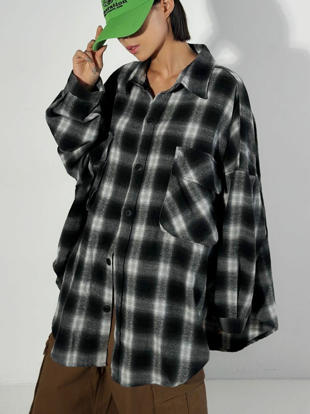 格仔長袖恤衫 GVR-035S