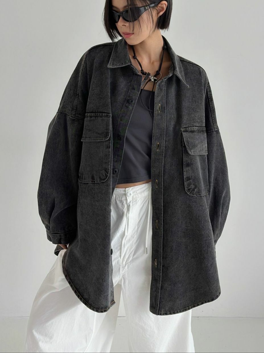 洗水牛仔長袖恤衫 GVR-037S