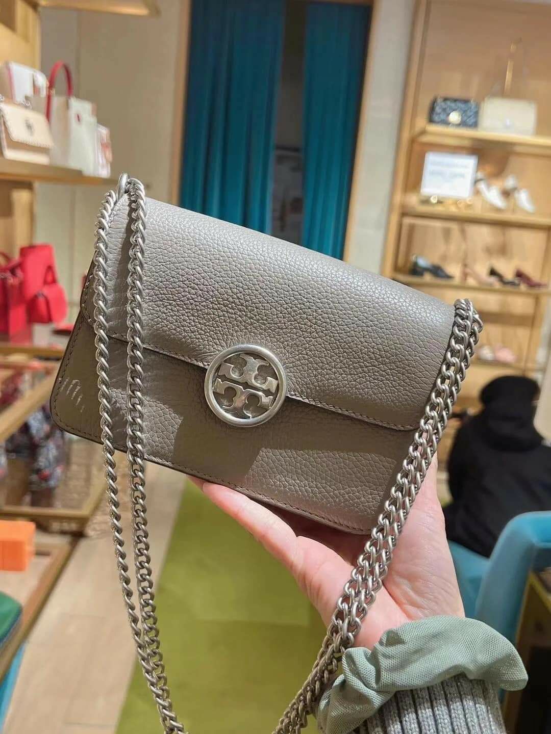 Tory Burch Olivia Mini Bag全真皮兩用小手袋 灰色
