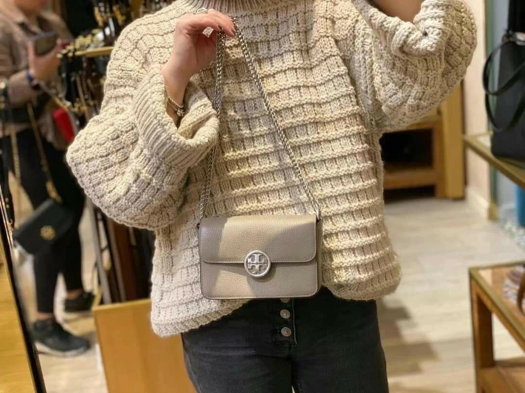 Tory Burch Olivia Mini Bag全真皮兩用小手袋 灰色