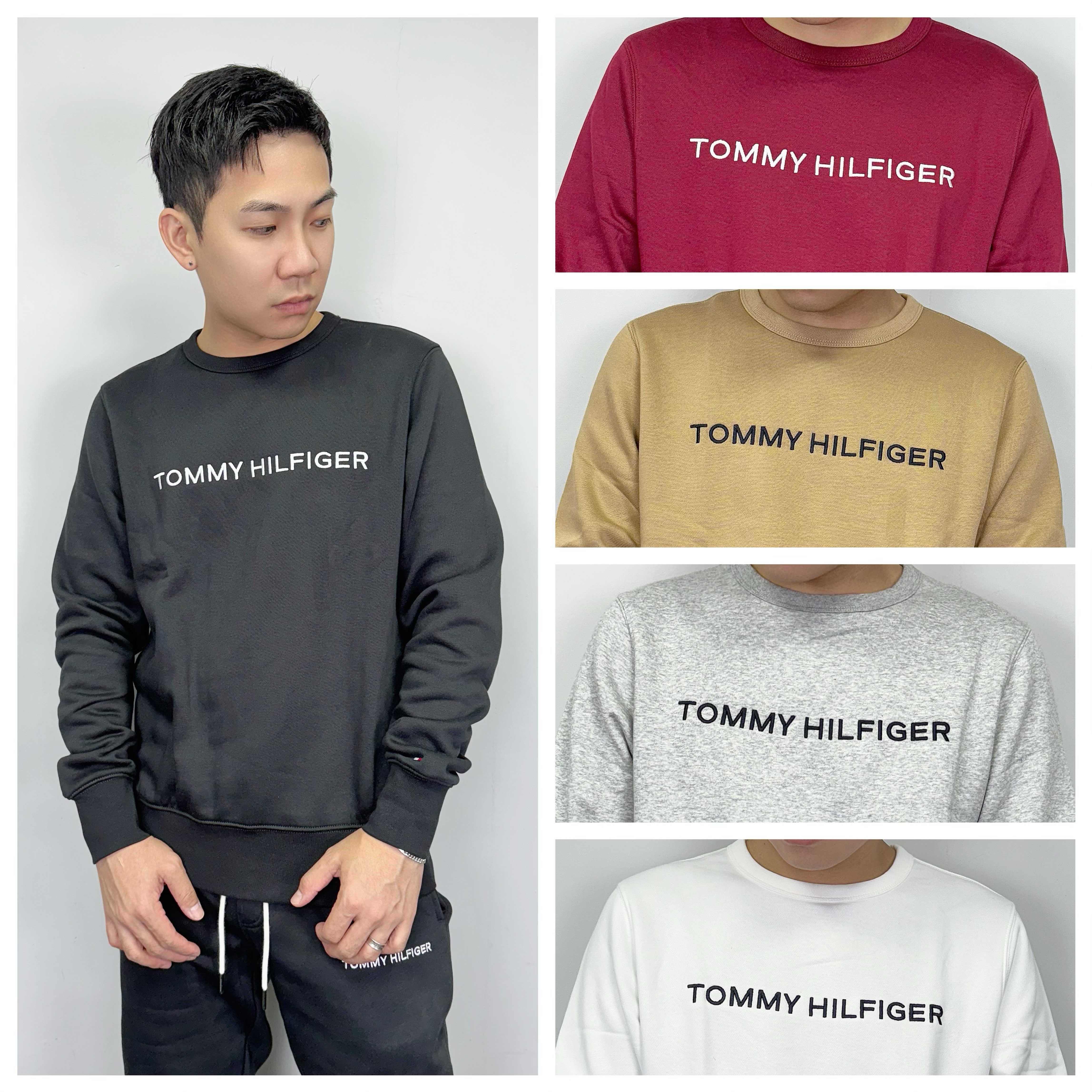 Tommy Hilfiger 簡約電繡字母 內刷毛 大學T 長袖