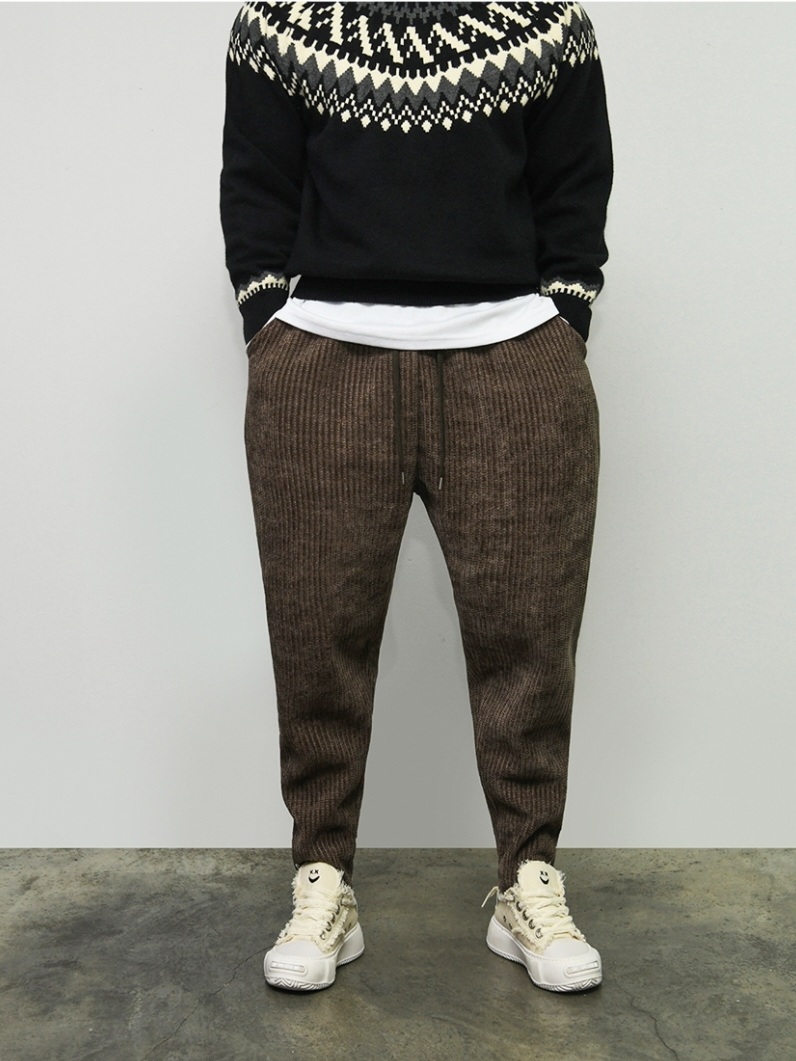 舒適雙面針織氣球工裝休閒褲