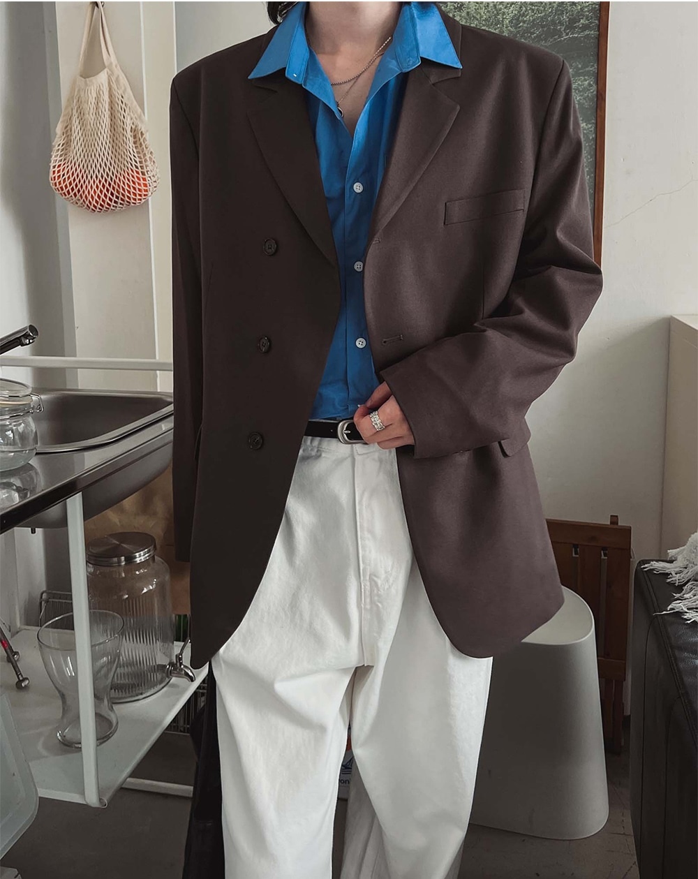 喬萬尼雙排三粒扣弧形西裝外套