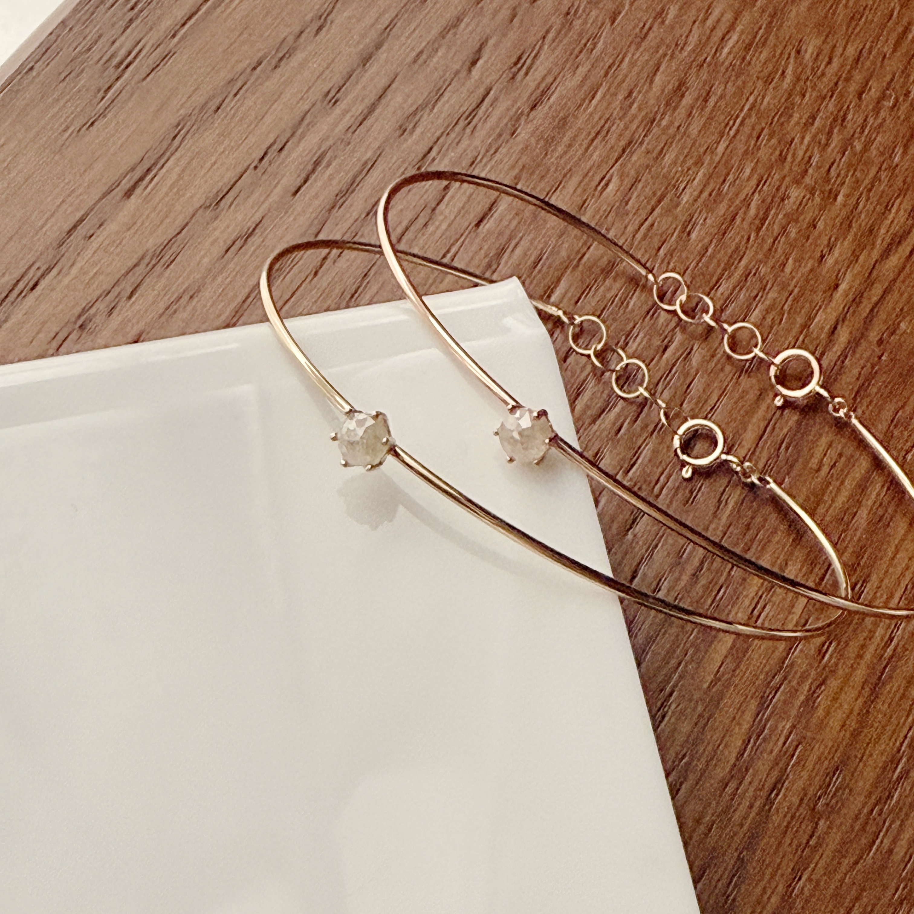 14K六爪灰鑽原礦記憶手鐲